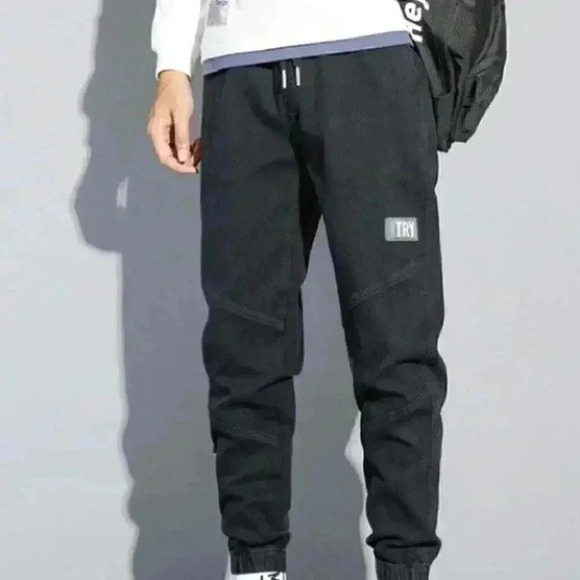 Casual Black Men's Corduroy Pants - Picture 3 of 4